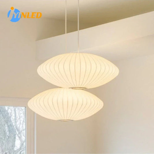 30/40/50cm Home Decor Lighting Creative Hanging Lamp White Silk Pendant Light Fixture for Bedroom Restaurant Counter Chandelier