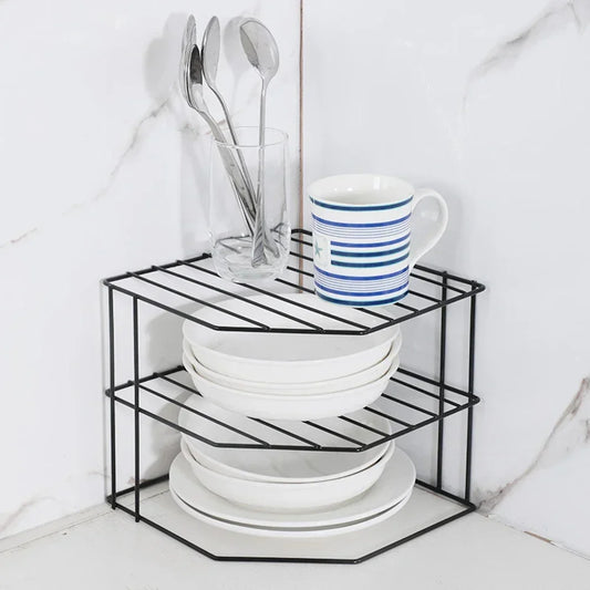 Kitchen Storage Corner Shelf Seasoning Pot Bowl Dish Glasses Countertop Organizer Rack 3 Tier Removable Cosmetic Makeup Holder